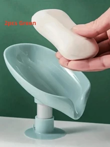 1 pieza Plato de jabón con forma de hoja con ventosa. Plato de jabón con forma de hoja con orificio de drenaje. Plato de jabón con ventosa, antideslizante, adecuado para ducha, baño, fregadero de cocina, accesorios de baño, decoración de baño del hogar, almacenamiento y organización del baño, decoración de otoño, decoración de vuelta al colegio, Navidad, regalo de Acción de Gracias (color aleatorio)