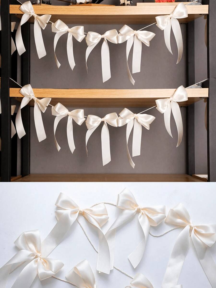 1 Stück Schleifen-Girlanden-Banner, rosa Geburtstags-Party, Schleifen-Party Dekorations-Banner für Bridal-Shower, Hochzeitsgeschenke, Party-Zubehör, Verlobungsvorräte, dekorative Schleifen-Bastelei für Partys, Geschenkverpackung, Hochzeitsdekoration, Do-It-Yourself Accessoires