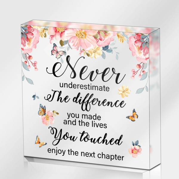 1Pc Happy Retirement Acrylic Plaque, Plaque With Wooden Stand, Inspirational Desk Decor Classic Wood Acrylic Plaque, Appreciation Gift For Co-Workers, Teachers, Friends, Going Away