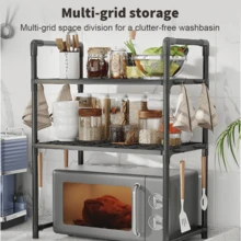 2/3 Tier Microwave Oven Rack Stand Storage Holder Kitchen Corner Shelf Microwave Standm Black - 3tier - View 3