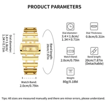 YalaLuSi Brand A Fashionable Of Women's Quartz Watch Exquisite Rectangular Dial Simple Scale Skeleton Strap High-Grade Feeling Suitable For Traveling To Work Send Girlfriends Send Family Holiday Gift - Gold - View 5