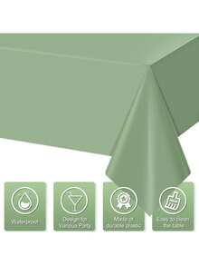 1/3/6 pièces Nappe en plastique vert sauge pour tables rectangulaires, nappe jetable vert clair, nappe de table imperméable vert sauge pour décoration de fête d'anniversaire, de mariage, 54 X 108 pouces - Vert - Voir 3