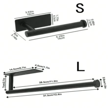1pc Kitchen Tissue Holder Stainless Steel Nail Free, Hole Free Self-Adhesive Wall Mounted Metal Black American Style Toilet Roll Paper Holder