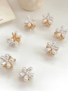 10 Stücke künstliche Perlen Einzelblumen kleine Haarspangen, bezaubernde Blumen Haarklammer, Haarklammer zum Clip für Pony, Dekorationsklammern für Haare, Haarklammer, Haarklammer