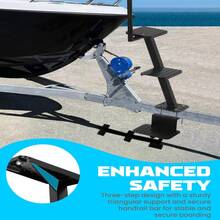 Heavy-Duty Boat Trailer Steps With Handle Non-Slip Ladder For Bass/Pontoon Boats & Trailer Tongue Mount Load Capacity 400 Lbs - Black-3 Steps - 查看 3