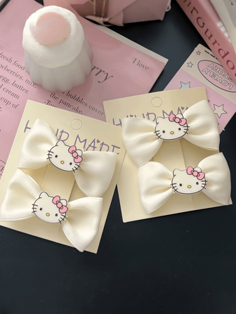  10件/6件/4件/2件 Sanrio Hello Kitty 卡通儿童可爱粉色 Hello Kitty 发夹和头带，适合送礼和日常佩戴（部分配件可能随机）