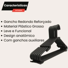 Kit Of 30 Reinforced Black Adult Hangers Premium Line Immediate Shipping - Black - View 3