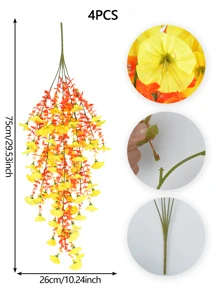 2pcs/4PCS/6PCS Artificial Hanging Plants Morning Glory Artificial Orange Vine Hanging Plants Suitable For Wall Home Living Room Indoor And Outdoor Autumn Decoration