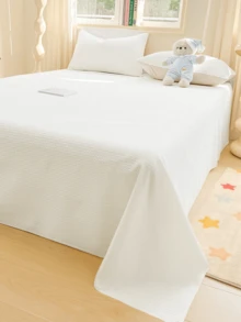 1pc Waffle Weave Bedsheet, Made Of Modern Polyester Fiber That Is Soft And Skin-Friendly, Breathable, Machine Washable - White - View 3