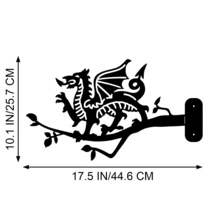 1 pieza Gancho-colgador con diseño de dragón galés, decoración de arte de metal para el jardín, decoración para valla/tronco de árbol, ¡solo para colgar objetos ligeros!