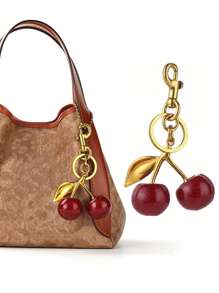 1pc Burgundy Cherry Bag Charms Wallet Charms Keychain -, Cherry Charms Car Cherry Accessories Keychain Women Christmas Gift Valentine's Day Bag Gift