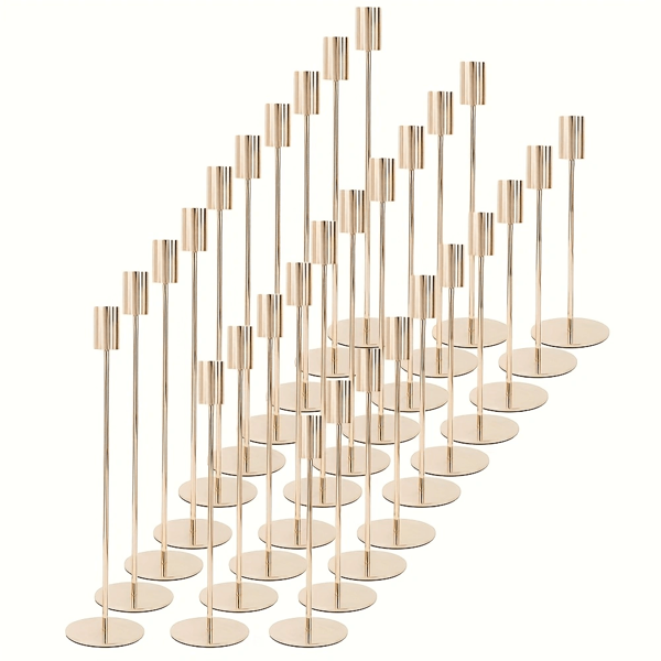 30pcs Set Metal Candle Holder, Romantic Candlelight Dinner Decor, European Style Luxury Candle Holders For Home, Wedding, Party, Holiday, Includes Candle Holders Only (No Candles Included)