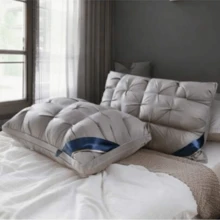 YOUR MOON Pillows Medium Double Bed 2-Piece Set, Soft Supporting Queen Pillow 2-Piece Bed, Fluffy Down Replacement Pillows, Luxury Hotel Gel Pillows, Suitable For Side Sleeping (White) - Grey - View 2