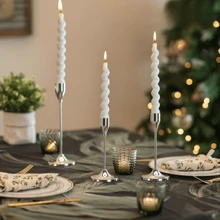 3pcs/Set Brass Gold Taper Candlesticks, Vintage Candle Holders, Metal Candle Stands For Home Decor, Dining Table & Fireplace Centerpiece, Perfect For Christmas, Thanksgiving (Candles Not Included)