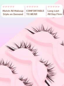 5 pares de pestañas rusas cruzadas suaves, efecto 3D, curvatura D, longitud de 8-14 mm, aspecto natural y esponjoso, pestañas postizas completas adecuadas para Halloween, fiestas y uso diario