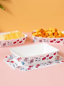 10/25 Stücke Würfel Spielkarten Design Essens Box, Pommes Box, Popcorn Box, Popcorn Box, geeignet für Geburtstags-Party Deko, Heim Kino Snack Box, für Lunchbox, Bäckerei, Sandwich, Burger Restaurant