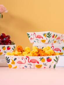 10/25 piezas Cajas para snacks con flamenco y frutas, cajas para papas fritas, cajas para palomitas, decoraciones de fiesta y cajas para snacks de noche de cine, aptas para loncheras, panaderías, restaurantes de hamburguesas