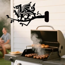 1 pieza Gancho-colgador con diseño de dragón galés, decoración de arte de metal para el jardín, decoración para valla/tronco de árbol, ¡solo para colgar objetos ligeros!