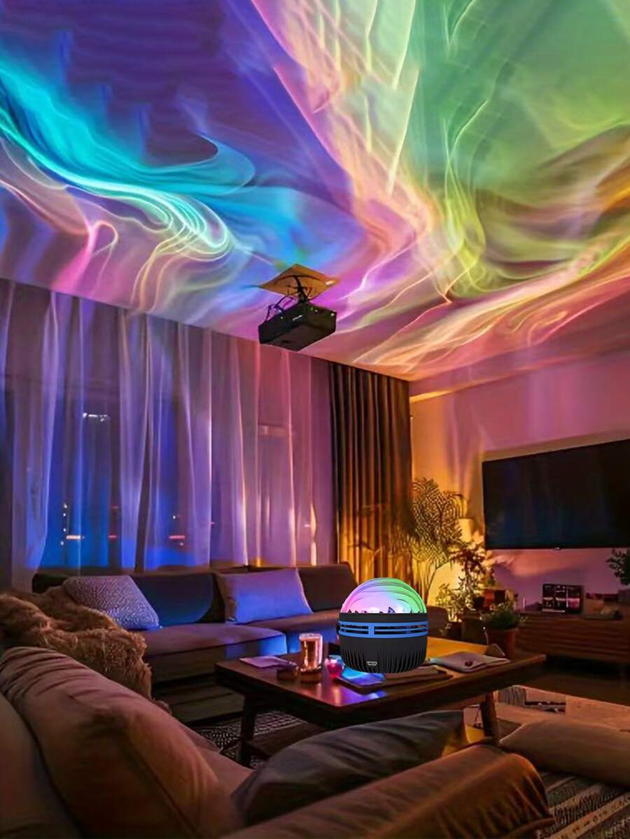 1pc Enchanting Starry Sky Lights - Illuminate Romantic Bedrooms, Add Sparkle To Holidays, Camping Adventures & Parties - A Dreamy Gift For All Occasions, 2 In 1 Northern Lights And Ocean Wave Projector - Multicolor - View 1