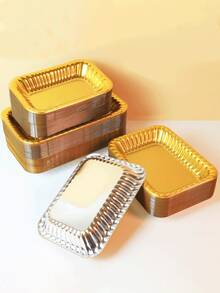 Fruit Tray/Tray/Pack Of 50/40/30/25/20/15/10/5, Fresh Produce Packaging Tray, Supermarket Fruit Store Universal Lightweight Luxury High-End Takeout Box (Standard Size 10 Pcs Per Pack) - Gold - View 1