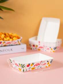 10/25 piezas Cajas para snacks con flamenco y frutas, cajas para papas fritas, cajas para palomitas, decoraciones de fiesta y cajas para snacks de noche de cine, aptas para loncheras, panaderías, restaurantes de hamburguesas