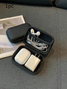 1pc Portable Electronics Organization Bag - Hard Shell Travel Case For Headphones, Charging Cables, USB Chargers - Plastic Mini Storage Box For Earbuds, Data Cables, Mobile Phone Accessories Holiday Gift Surprise For Men And Women Universal