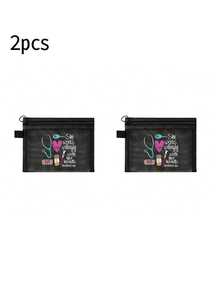 Mesh Nylon Nurse Themed Cosmetic Bag,Casual Style, Stethoscope, Heart, Syringe, Thermometer Graphic Print, "She Works Willingly With Her Hands,Cute Makeup Bag,The Best Gift For Medical Staff, Gift For Women,Portable Multipurpose Cosmetic Bag, Women's Makeup Bag Travel Toilet Organizer, Back To School Doctor Nurse Gift,Makeup Bag Skincare Bag Toiletry Bag,Travel Essentials Dorm Essentials - Multicolor - View 12