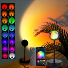 QUIGO Sunset Lamp Projector LED Lights APP Remote Control Home Aesthetic Room Decor Night Light RGB Living Room Bedroom End Table Christmas House Warming Gifts - Sunset Light H7015 - View 2