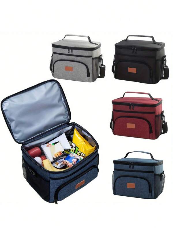 1pc Insulated Bag Soft Side Cooler, Reusable Insulated Lunch Bag, Men's And Women's Lunch Box, Outdoor Camping Bag, Portable Lunch Box With Adjustable Shoulder Strap, Suitable For Adults At Work, Picnic Or Travel(Random Letters)Back To School School Stuff Bag For School Lunch Bag For Women Cooler Bag Picnic Accessories School Accessories