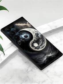 中国风单件装黑色阴阳太极图案防摔防滑手机保护壳，兼容三星Galaxy A04e/A05s/A13/A14/A15/A34/A35/A50/A52/A53/A54/S21/S22/S23/S24/S25/S25Ultra防水防震防刮 - 黑色 - 查看 5