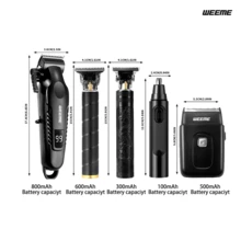 WEEME 4件/3件/2件/1件男士美容套装 - 包含电动理发器、胡须修剪器、鼻毛修剪器、电动剃须刀。多功能组合，带USB充电，适合居家或旅行时修剪头发、胡须、鼻毛 - 彩色 - 查看 9