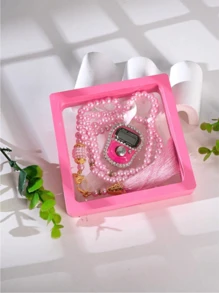1 Set Caja de regalo elegante con 99 piezas de cuentas de oración y 1 pieza de contador totalmente enjoyado con diamantes, aplicable para conteo de negocios, oración, regalo diario