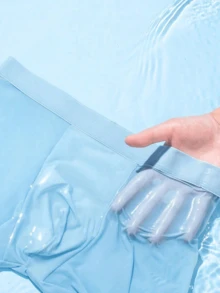 5pcs/Pack Men's Solid Color Casual Briefs, Elastic Sports Icy Silk Shorts, Daily Casual Underwear, Solid Color Semi-Sheer Briefs, Homewear Underwear, Men's Gift, Creative Men's Gift, Valentine's Day, Personalized Gift - Multicolor - View 9