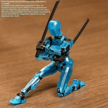 1 conjunto de bonecos humanoides móveis articulados, que precisam ser montados manualmente, incluindo: humanoide + 3 pares de mãos + baguete + arma + machado + espada + faca, podem ser posicionados em uma variedade de formas e estilos interessantes. Modelos de pintura humanoides impressos em 3D de robótica faça você mesmo