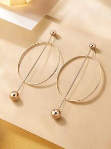 1 Par Pendientes De Aro Redondos Y Elegantes Para Mujeres Con Detalles De Cuentas, Adecuados Para Fiestas Y Uso Diario, Joyería De Estilo De Vacaciones, Un Regalo Para La Novia