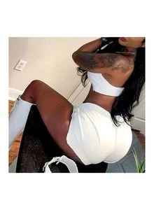 Bodysuit With Urban Chic Shorts - White - View 2