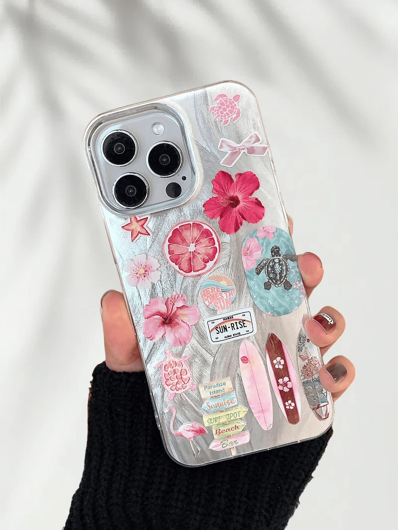 Retro 1pc Summer Geometric Sheer Anti-Fall Phone Protective Case, Made Of IMD Material, Can Be Given As Holiday Gift, Fits IPhone 15 16 Pro/Pro Max/14 15 16 Plus, Unisex, Fingerprint-Resistant, Scratch-Resistant Transparent Matte Protective Cover Waterproof Shockproof - Multicolor - View 1