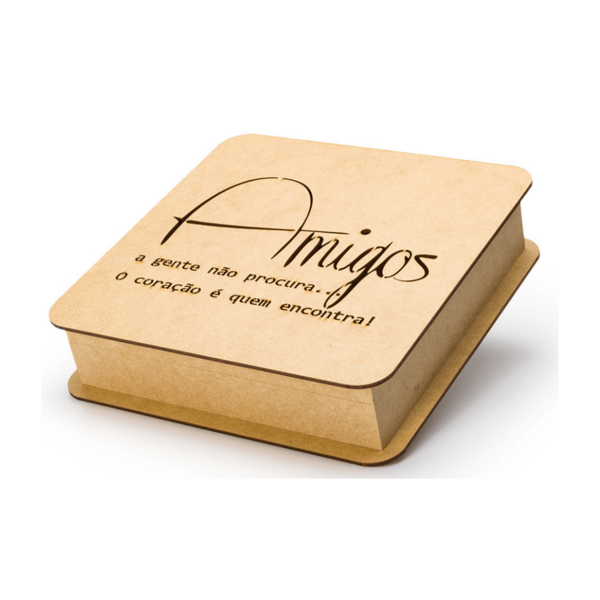 Caixa Presente Personalizada Amigos 25x25 Em Mdf Cru