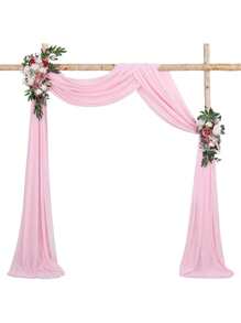 1/2pcs Elegant Light Gray Chiffon Table Runner, Sheer Draping Fabric Panel, Arch Drapes Sheer Backdrop Curtains For Party Decor, Wedding Decor, Room Decor And Home Decor