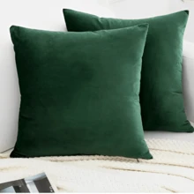 Kit Of 4 Cushion Covers 45x45 Suede Smooth Velvet Premium With Invisible Zipper Decorative - Dark Green - View 1