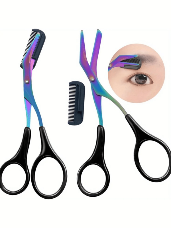 1 Stück Augenbrauen-Trimmer Schere, 2025 Neu Edelstahl Augenbrauen-Schere mit Kamm, tragbarer rutschfester professioneller Augenbrauen-Trimmer, Sommerstil, Geschenk zum Schulstart