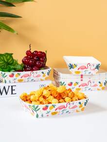 10/25 piezas Cajas para snacks con flamenco y frutas, cajas para papas fritas, cajas para palomitas, decoraciones de fiesta y cajas para snacks de noche de cine, aptas para loncheras, panaderías, restaurantes de hamburguesas