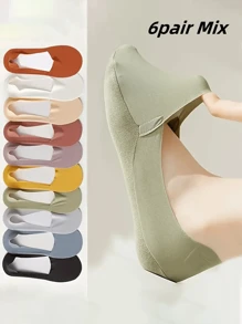6 Pairs Women Solid Soft Lightweight Low Cut No Show Socks, Comfortable Low Ankle Socks, Candy Colors Invisible Socks, Ladies Compression Socks