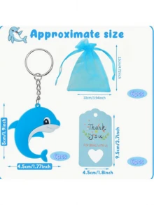 45 Pieces (15 Sets) Little Dolphin Party Gift Set, Including Keychains, Thank-You Cards, And Blue Organza Bags. Suitable For Ocean Themed, Small Party Gifts, Baptism Gifts, Birthday Parties, Christmas Gifts, And Party Decorations Car Accessories Bag Charm Backpack For School Cartoon Cute Goth Y2k Bag Lanyards With Id Holder Car Accessories Bag Charms - Multicolor - View 11