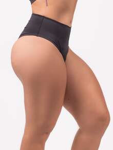Hot Pant High Waist Bikini Bottom - Black - View 4