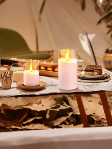 3pcs Battery Operated LED Flameless Pillar Candles With 10-Key Remote Control And Timer, Warm Flickering Light Candles Ideal For Holiday, Wedding, Bar, Cafe, Home Party Decoration - Grey - View 11