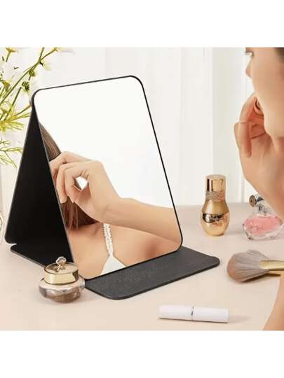 1pc Folding Makeup Mirror With Cosmetic Desktop Standing For Travel, Vanity Table, Room Decor, Dormitory, Beauty Gifts (Rectangular) Home Decor Back To School School Supplies