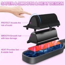 3-Minute Fast Hair Straightening Brush With Ceramic, 3 Temperature Settings (140°C/ 180°C/ 210°C), LED Display, Negative Ion Technology, Perfect For Home And Travel, Perfect Gift For Women, Fashion Hair Tools - US A Type Plug(110-127V) - View 4