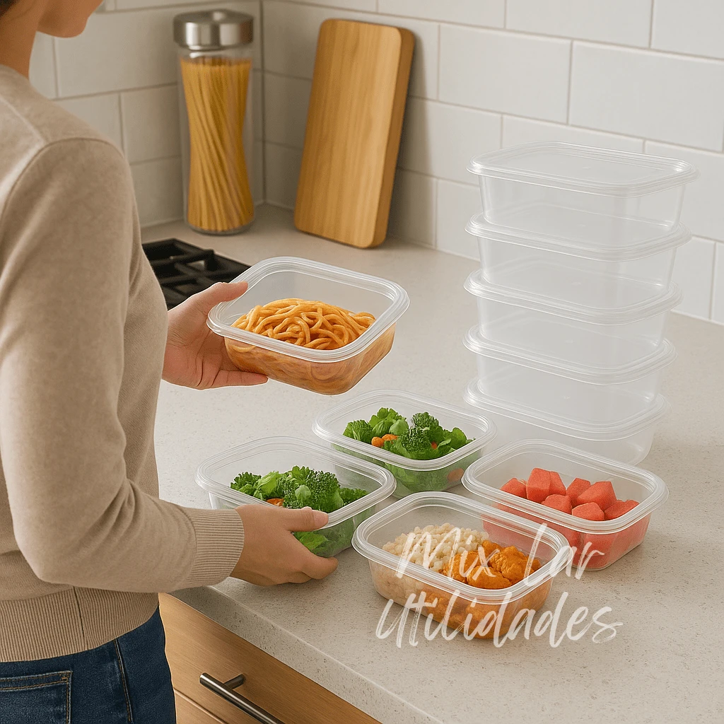 Kit With 10 Transparent Containers For Food And Refrigerator Organization - 無色 - 查看 1