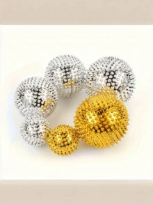 2个金属手动按摩球，带速度控制，磁性穴位按摩足部和手部按摩器，适用于家庭护理和放松 - 彩色 - 查看 5